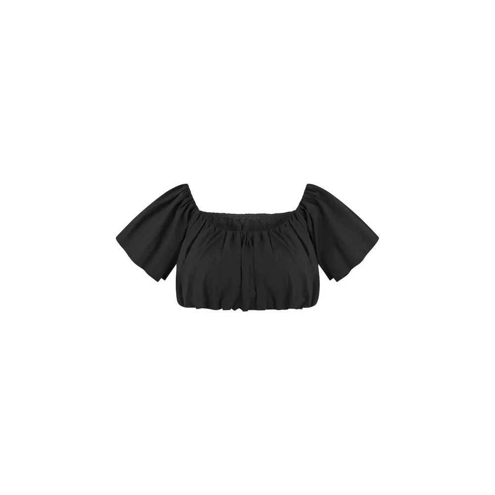 MESHKI Autumn Off Shoulder‎ Bubble Top Black Medium New With Tags